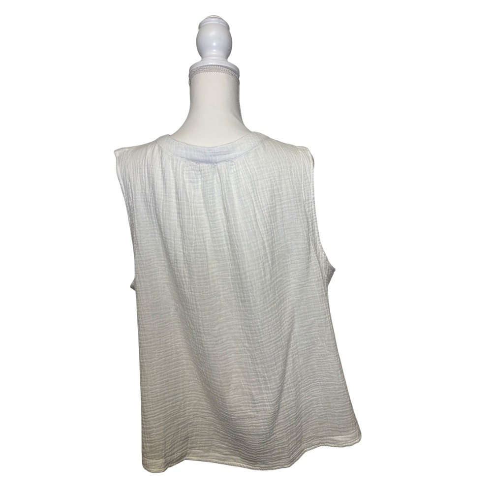 Lucky Brand Women's 100% Cotton White V-Neck Tunic Tank Top Size XL - Picture 2 of 6